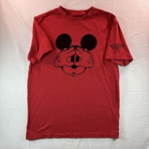 Disney X AE American Eagle Mickey Mouse Mens Small S Red T-Shirt Tee Cover Face